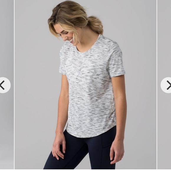 Lululemon Long Distance Short Sleeve Sz 4 Space Dye Black White - Picture 2 of 10